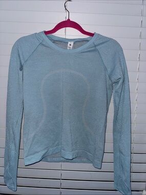 lululemon athletica Light Blue Long Sleeve Shimmer Top